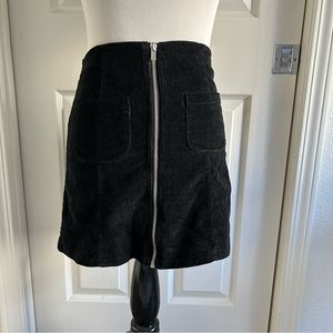 Black Corduroy Brandy Melville Zip-Up Skirt